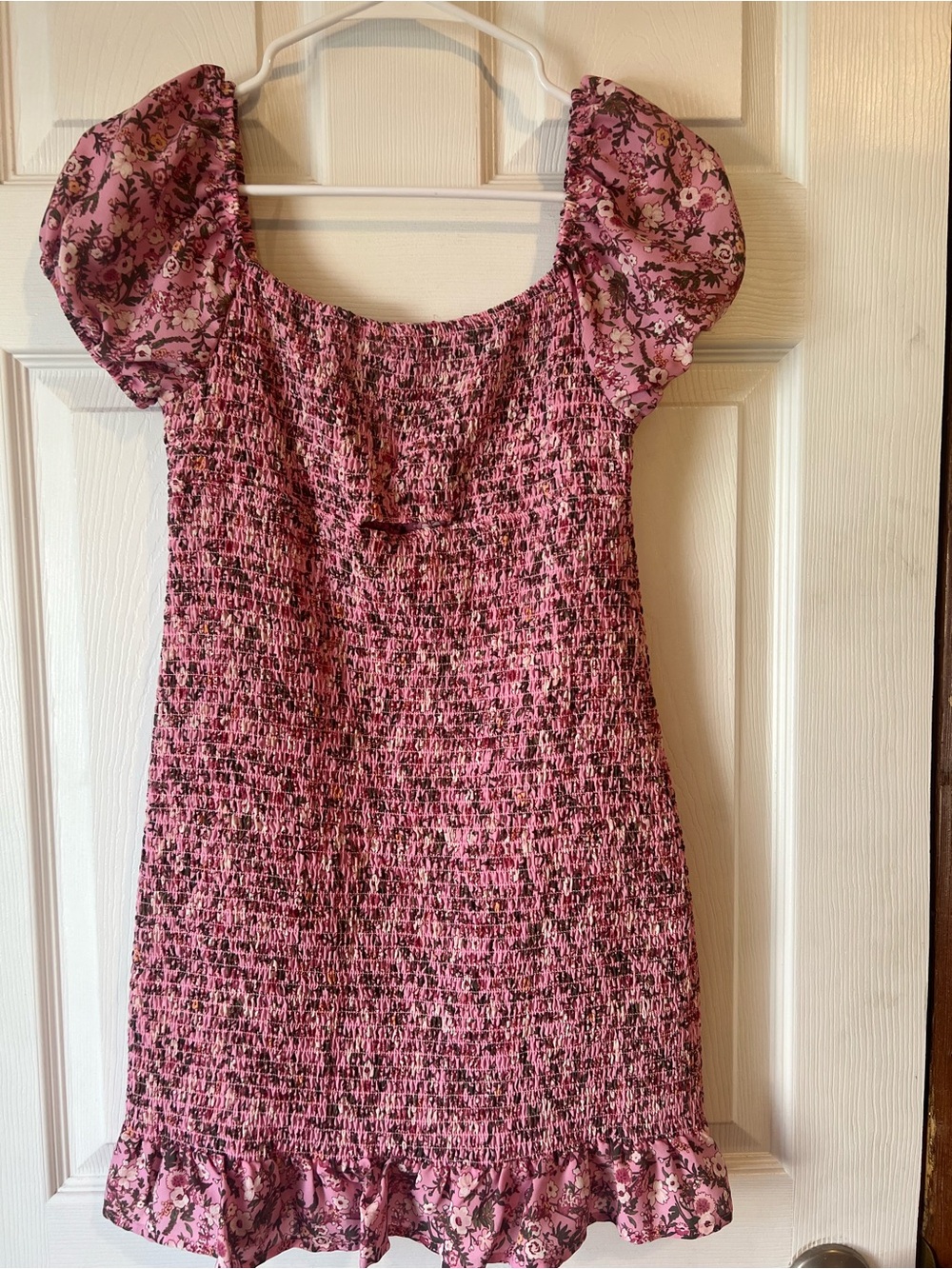 Pink Floral Smocked Dress